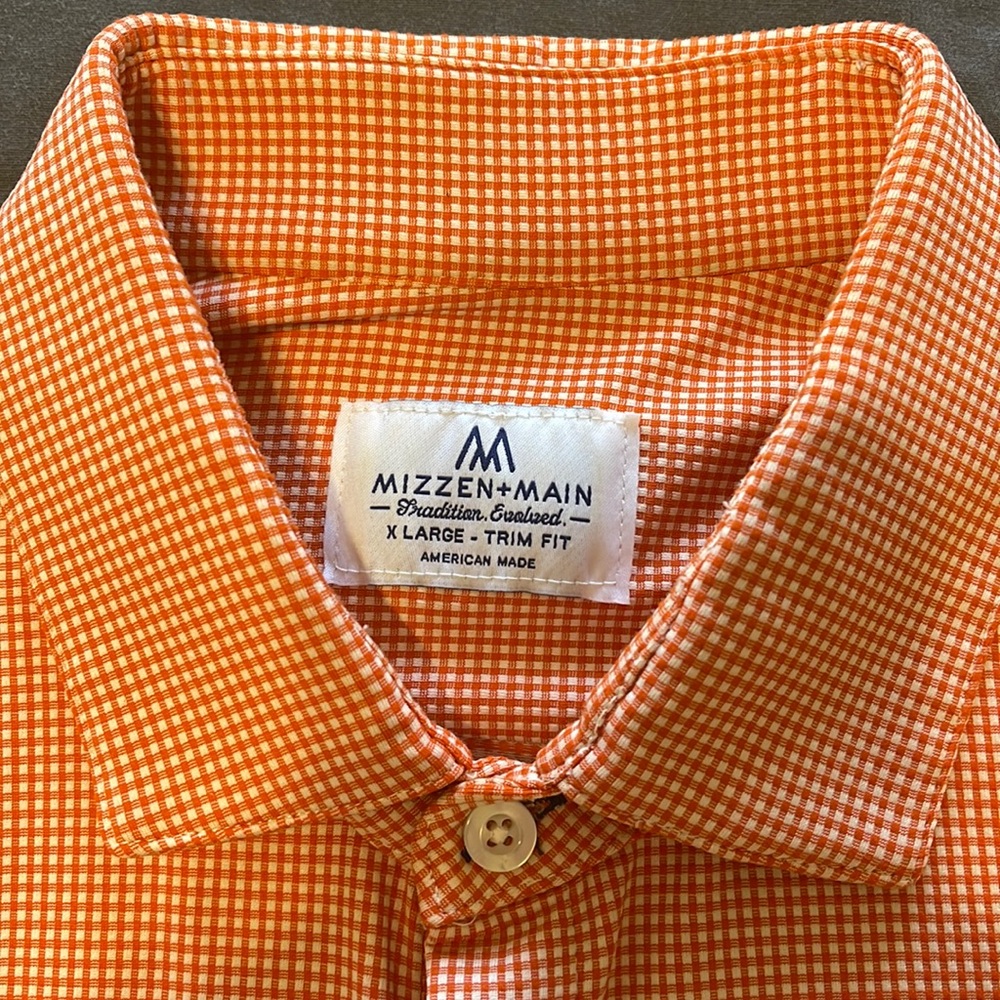 Mizzen + Main Peach XL Trim Fit Stretch Fabric Dress Shirt